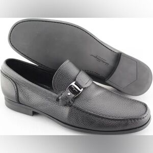 Men's SALVATORE FERRAGAMO 'Bravo' Nero Calf Leather Loafers Size US - 7.5-D